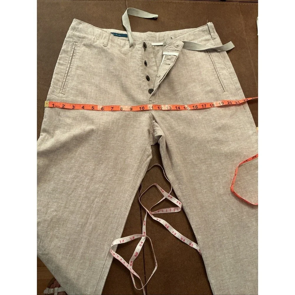 NWOT Perry Ellis Men’s Linen/Cotton Wide Leg Taupe Pants Sz 33X32